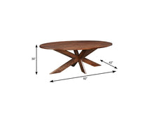 Load image into Gallery viewer, 92" Brown Solid Wood Cross Leg Base Oval Dining Table
