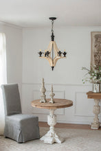Load image into Gallery viewer, 6 Light Wood Chandelier, Hanging Light Fixture With Adjustable Chain For Kitchen, Bulb Not Included - Cream
