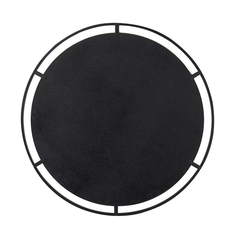 32" Round Framed Iron Accent Mirror - Black