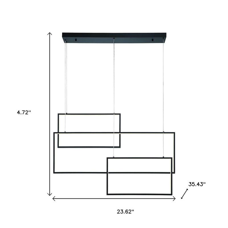 Candle Style Three Light Metal LED Dimmable Chandelier - Black