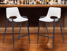 Load image into Gallery viewer, 26" Faux Leather And Steel Low Back Counter Height Bar Chairs (Set of 2) - White / Black
