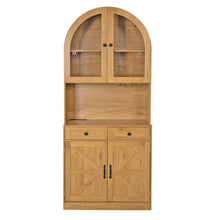 Load image into Gallery viewer, Tall Arched Pantry Cabinet With Charging Station, Adjustable Shelves, Coffee Bar
