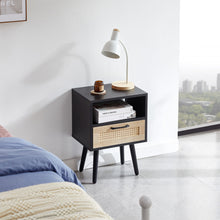 Load image into Gallery viewer, 15.75" Rattan End Table With Drawer And Solid Wood Legs, Modern Nightstand, Side Table For Living Room, Bedroom
