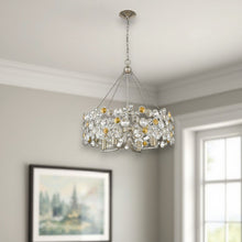 Load image into Gallery viewer, Shaded Four Light Metal And Crystals Dimmable Chandelier With Shades - Silver
