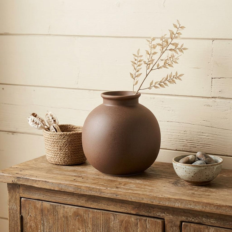 Ceramic Round Table Vase - Dark Brown