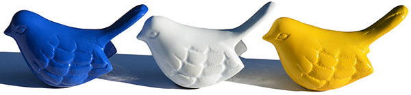 Bird Tabletop Sculpture (Set of 3) - Blue / Yellow