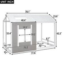 Load image into Gallery viewer, Twin Size House Platform Bed With Roof And Window - Natural / White
