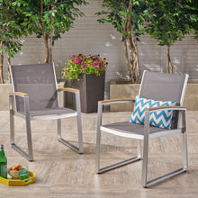 Load image into Gallery viewer, Poetic - Outdoor Dining Chair With Faux Wood Arms And Aluminum Frame (Set of 2) - Gray
