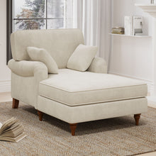Load image into Gallery viewer, Oversized Chaise Lounge Chair Indoor With 2 Comfy Pillows Rolled Arms Corduroy Fabric Sleeper Sofa Chair For Living Room Bedroom - Beige

