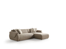 Load image into Gallery viewer, Boucle L Shaped Two Piece Sofa Chaise Sectional With Toss Pillows - Taupe
