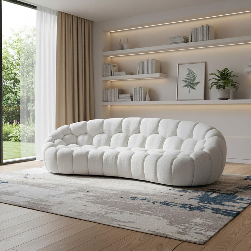 Fabric Curved Sofa - White