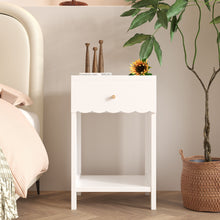 Load image into Gallery viewer, Nightstand With Drawer And Open Shelf, Scalloped Edge Bedside Table
