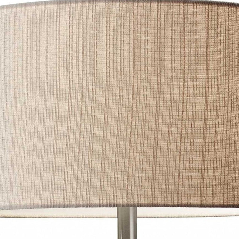 Solid Wood Novelty Floor Lamp With Beige Drum Shade - Brown