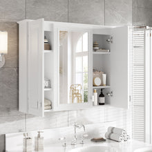 Load image into Gallery viewer, Wall Mounted Mirror Cabinet With 5 Adjustable Shelves, Rectangular Storage For Bathroom - White
