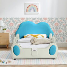 Load image into Gallery viewer, Cute Cloud Shape Bed With Guardrails Cartoon Design, Storage Pocket

