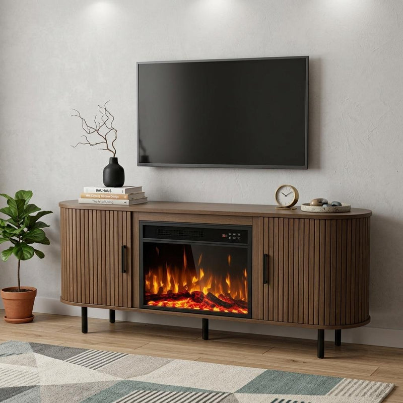 Fireplace TV Stand With Fireplace (734222) - Brown