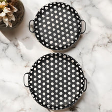 Load image into Gallery viewer, Round Metal Indoor Outdoor Tray With Handles (Set of 2) - Black
