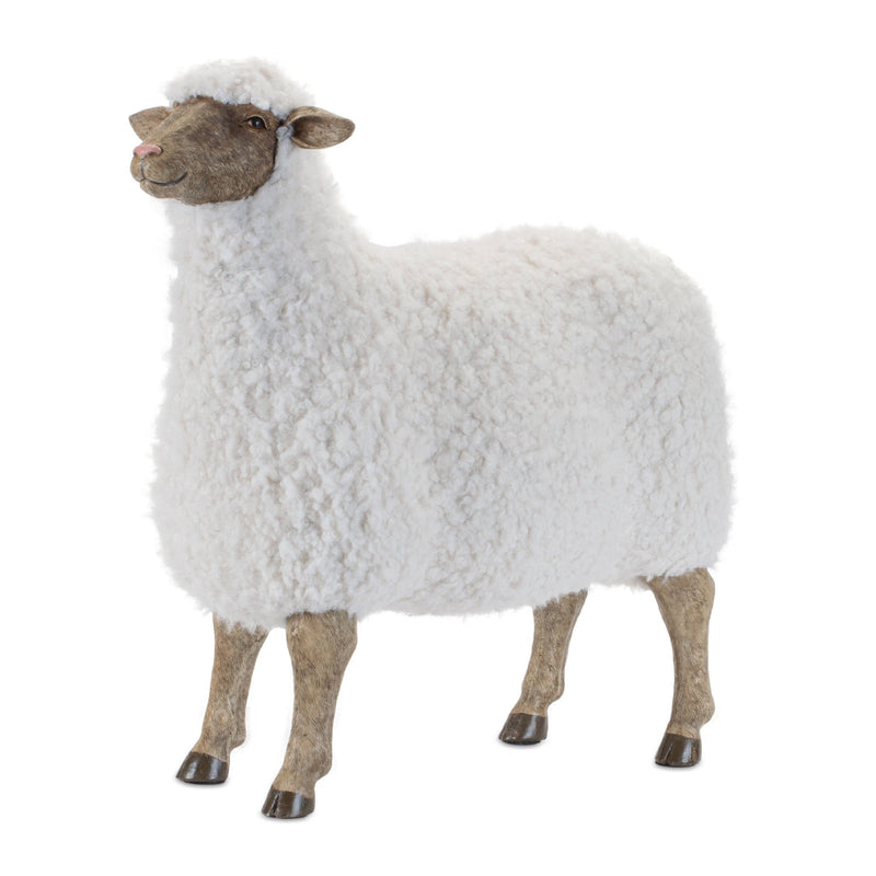 Polyresin Sheep Statue - White And Brown