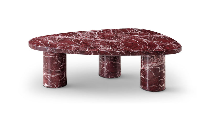 Genuine Marble Marble Free Form Coffee Table - Red