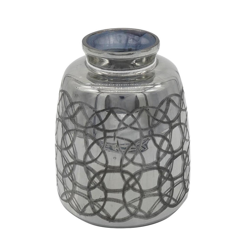 Geometric Etched Table Vase - Dark Gray