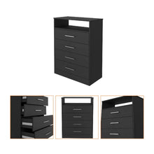 Load image into Gallery viewer, Modern Four Drawer Dresser With Hutch - Black
