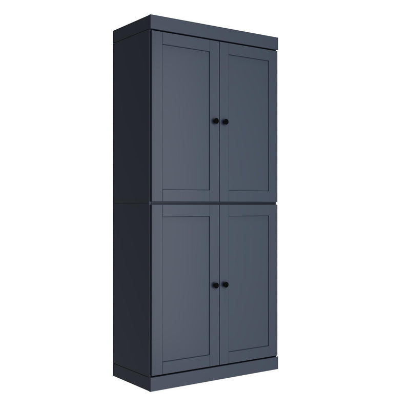 Adjustable Six Tier Library Bookcase With Four Doors (745617) - French Blue