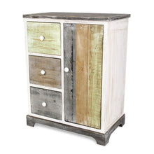 Load image into Gallery viewer, Rustic Wood End Table With Three Drawers - White And Black
