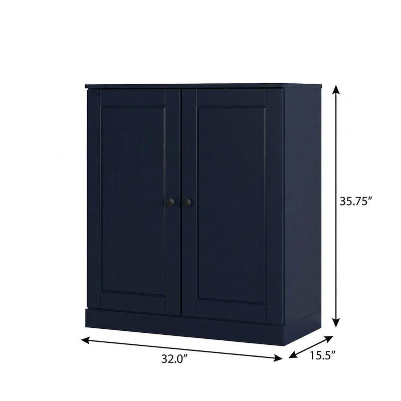 Twenty Pair Solid Woodshoe Storage Cabinet (752368) - Navy Blue