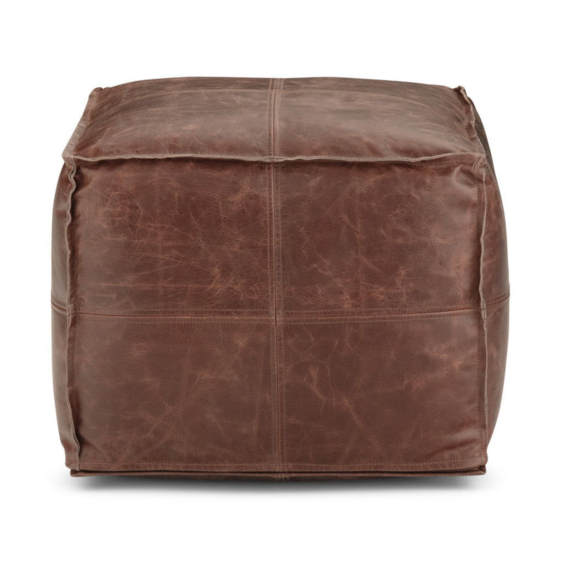 Bohemian Pouf Ottoman Leather - Brown