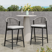 Load image into Gallery viewer, Outdoor 26&quot; Counter Height Metal Frame Counter Stools With Scallop Shaped Backrest &amp; Water Resistant Cushions
