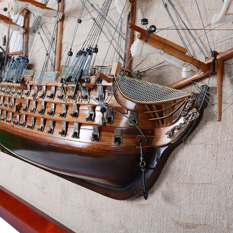Hand Painted Model Boat (624600) - Beige / Dark Brown