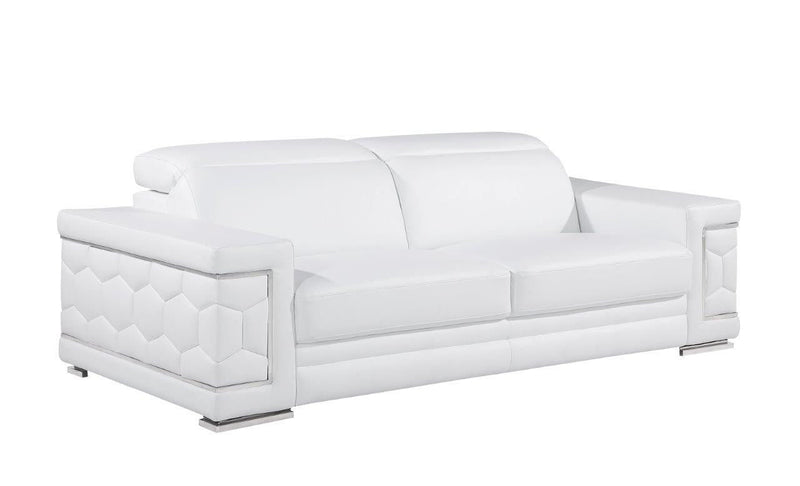 Sofa Leather With Silver Legs - White