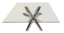 Load image into Gallery viewer, Glass And Metal Cross Leg Base Square Dining Table - Clear
