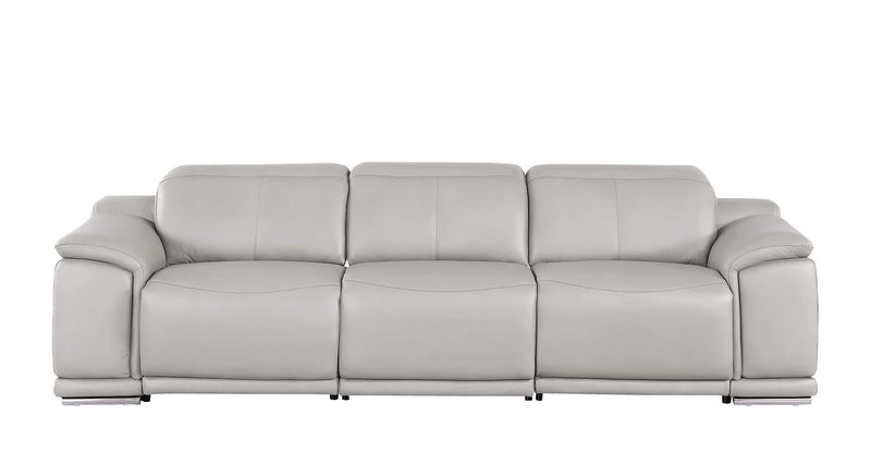 Leather Reclining USB Sofa - Ash / Gray