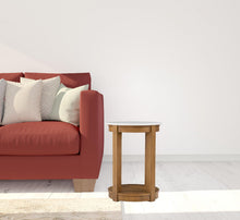 Load image into Gallery viewer, Wood With Faux Marble Manufactured Wood Round End Table With Shelf - Natural / White
