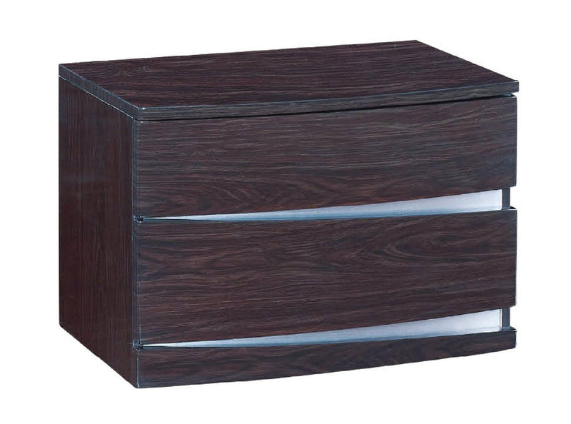 17" Two Drawers Manufactured Wood Mirrored Nightstand - Dark Brown