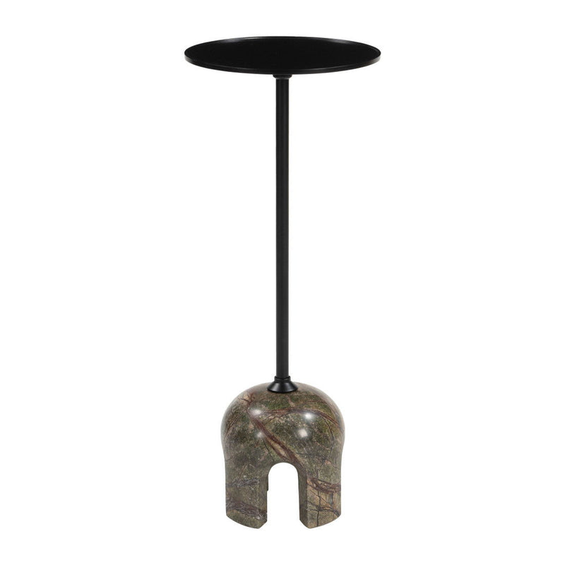 22" Marble Pedestal End Table - Brown