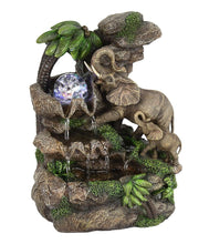 Load image into Gallery viewer, Poly Elephant Tabletop Fountain With Light - Gray
