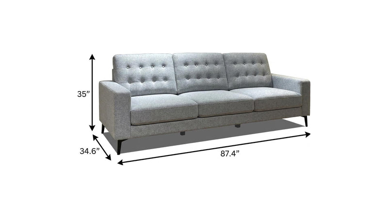 87" Fabric Sofa With Black Legs - Gray