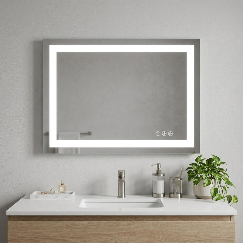 Lighted Frameless Bathroom Vanity Mirror (719446) - Silver / Gray