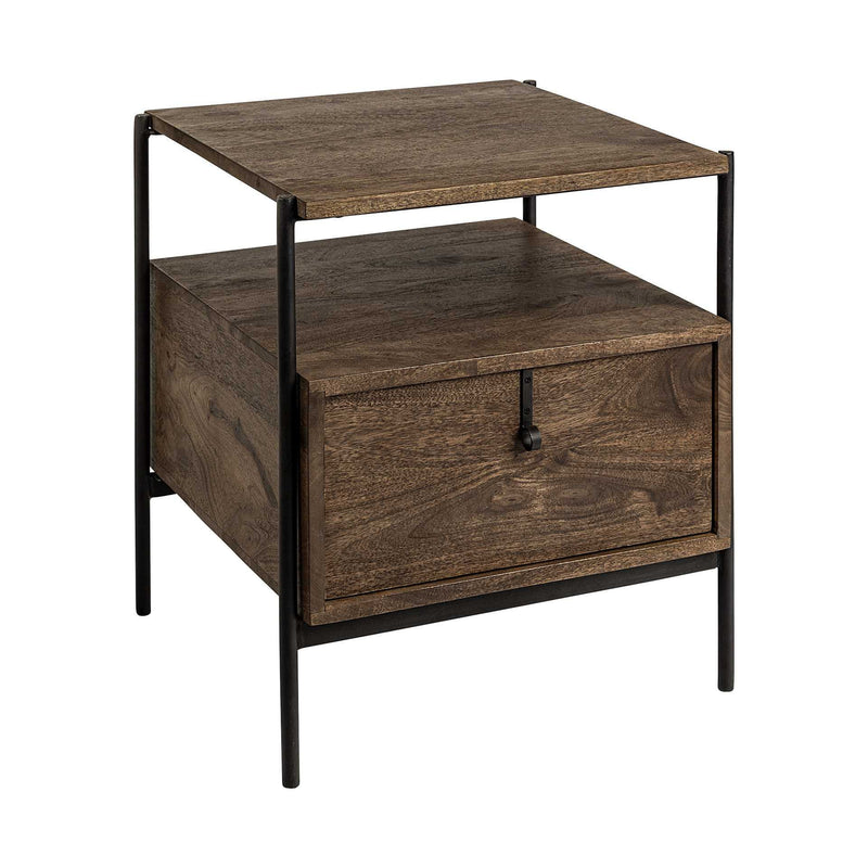24" Solid Wood Square End Table - Dark Brown