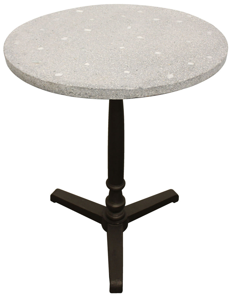 24" Stone And Iron Round Dining Table - Gray