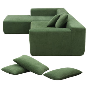 [VIDEO provided] [New] 109*68" Modular Sectional Living Room Sofa Set, Modern Minimalist Style Couch, Upholstered Sleeper Sofa for Living Room, Bedroom, Salon, 2 PC Free Combination, L-Shape, Green