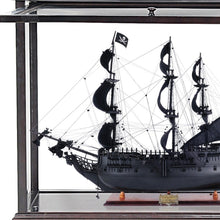 Load image into Gallery viewer, Hand Painted Pirate Medium Open Display Case Model Boat - Black / Pearl
