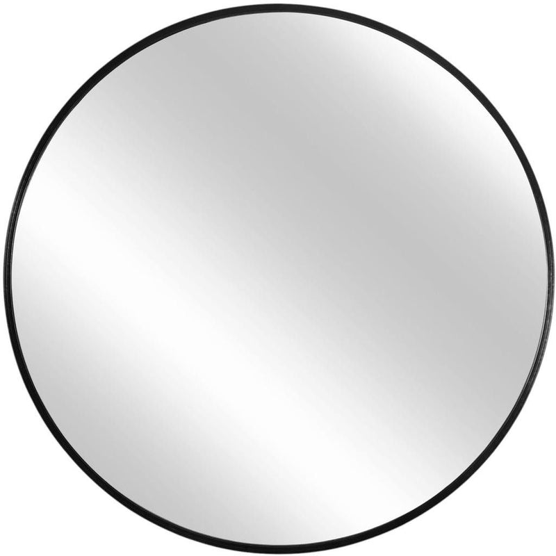 24" Round Framed Accent Mirror - Black