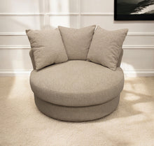 Load image into Gallery viewer, Linen Solid Color Swivel Barrel Chair - Sand
