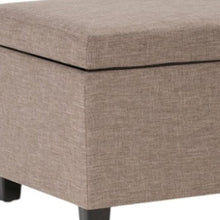 Load image into Gallery viewer, 48" Fawn and Dark Brown Linen and Solid Wood Upholstered Storage Bench With Flip Top
