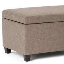 Load image into Gallery viewer, 48" Fawn and Dark Brown Linen and Solid Wood Upholstered Storage Bench With Flip Top
