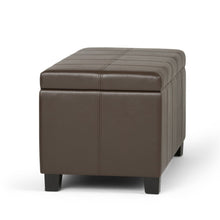 Load image into Gallery viewer, 36" Chocolate and Dark Brown Faux Leather and Solid Wood Upholstered Storage Bench With Flip Top
