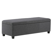 Load image into Gallery viewer, 48" Slate Gray and Dark Brown Linen and Solid Wood Upholstered Storage Bench With Flip Top
